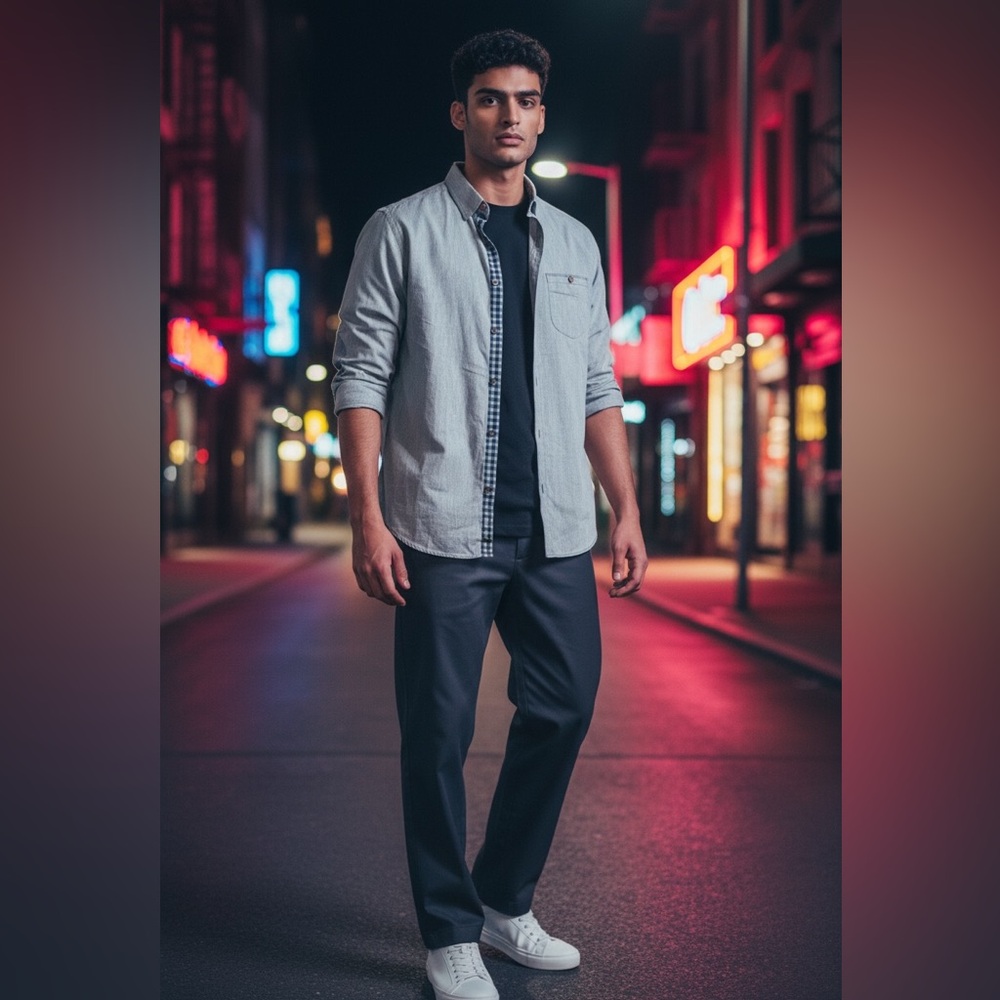 Ted Baker Light Gray Shirt with Patterned Collar